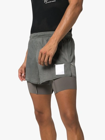 Shop Satisfy Thermal 8 Running Shorts In Grey
