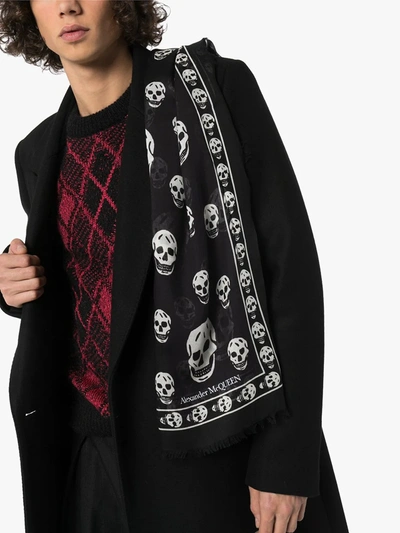 Alexander Mcqueen Skull Print Scarf In Black