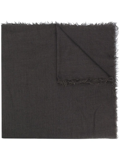 Shop Rick Owens Frayed-edge Scarf In Brown
