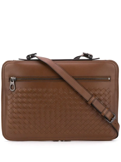 Shop Bottega Veneta Intrecciato Weave Case In Brown