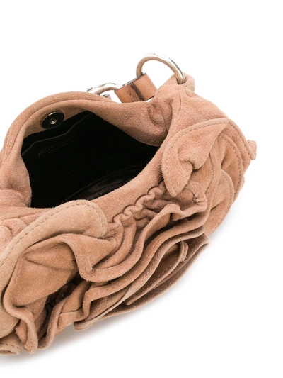 Pre-owned Saint Laurent Mini Draped Tote Bag In Brown