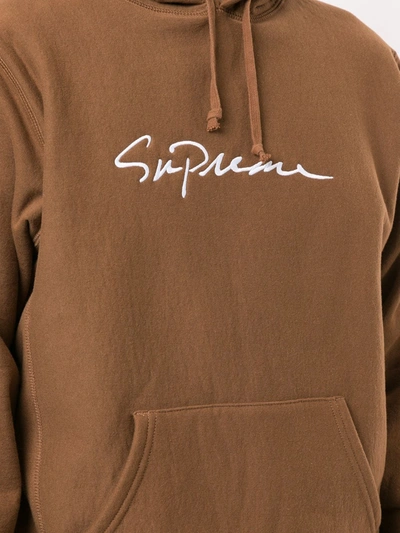 Shop Supreme Logo Hoodie In Brown