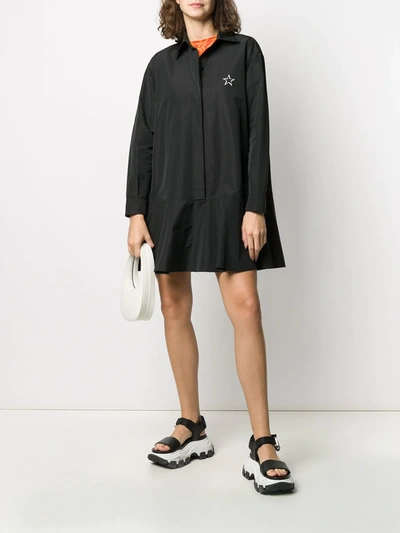 Valentino Vltnstar Print Shirt-dress In Black