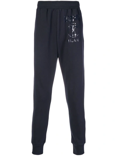 Shop Moschino Question Mark Print Track Pants In Blue