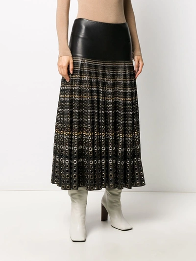 Pre-owned Gianfranco Ferre 2000s Rivet Detail Midi Skirt In Black