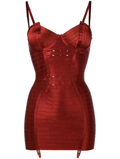 Shop Bordelle Strappy Corset Slip In Red