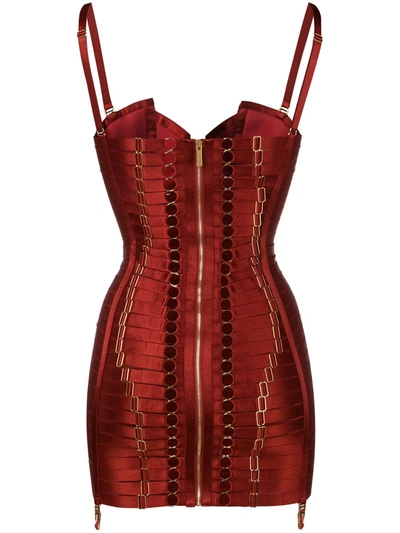 Shop Bordelle Strappy Corset Slip In Red