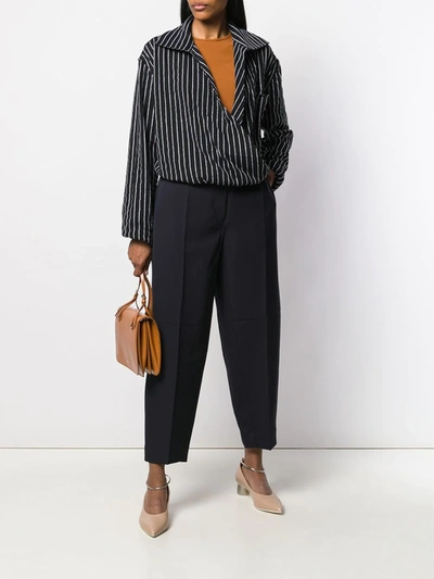 Shop Jil Sander Boxy Cropped Trousers In Blue