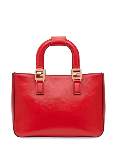 Shop Fendi Small Ff Gloria Tote In F19t8-cardinale Red+ Soft