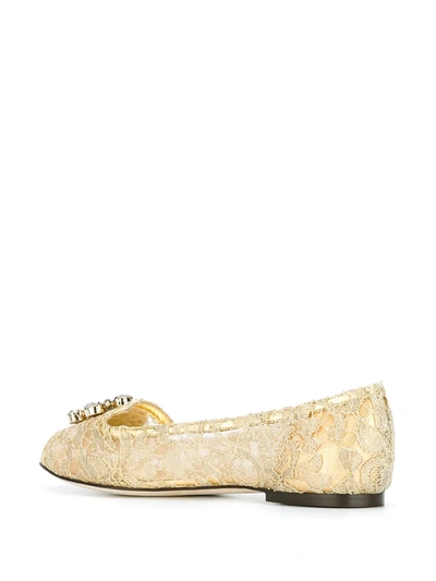 Shop Dolce & Gabbana Vally Taormina Lace Ballerina Shoes In Yellow