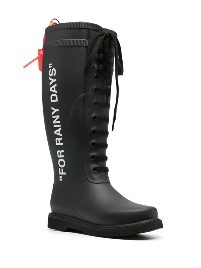 Shop Off-white Zip Tie Tag Rain Boots In Black