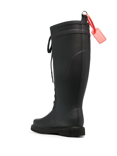 Shop Off-white Zip Tie Tag Rain Boots In Black