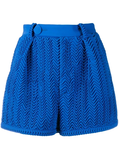 Shop Marco De Vincenzo Pleated Wave Pattern Shorts In Blue