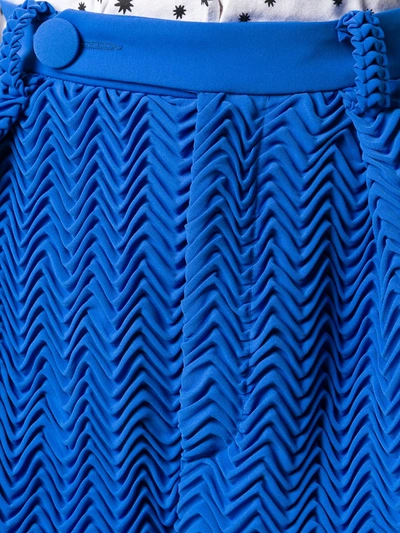 Shop Marco De Vincenzo Pleated Wave Pattern Shorts In Blue