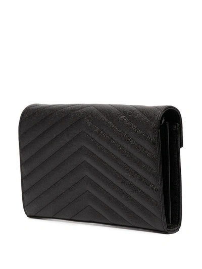 Shop Saint Laurent Monogram Chain Wallet In Black