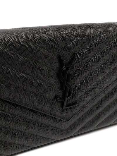 Shop Saint Laurent Monogram Chain Wallet In Black