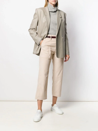 Shop Jejia Cropped Straight Leg Trousers In Neutrals