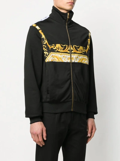 Shop Versace Barocco Logo Bomber Jacket In Black