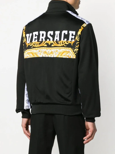 Shop Versace Barocco Logo Bomber Jacket In Black