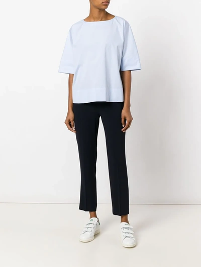 Shop Alberto Biani Cropped Trousers In Blue