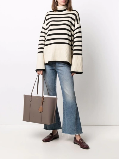 Tory Burch Perry Logo-print Tote Bag In Braun