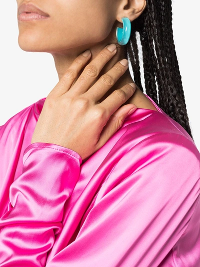 Shop Alison Lou Loucite Small Jelly Hoop Earrings In Blue