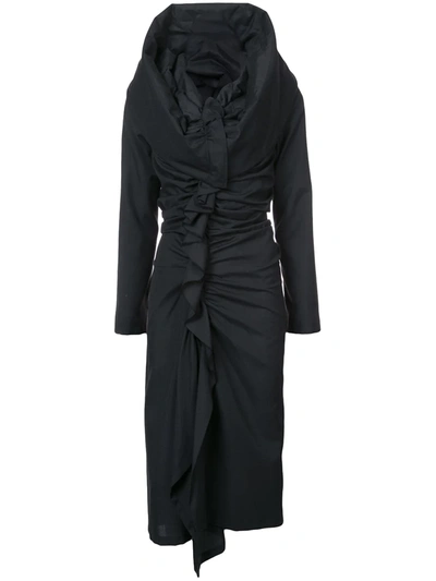 Shop Yohji Yamamoto Gathered Dress In Black