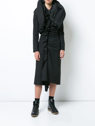 Shop Yohji Yamamoto Gathered Dress In Black