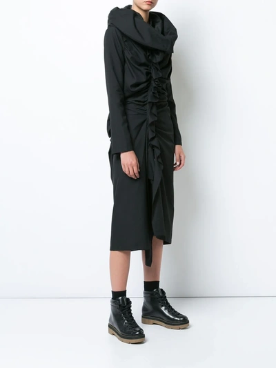 Shop Yohji Yamamoto Gathered Dress In Black