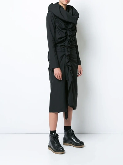 Yohji Yamamoto Gathered Dress In Black