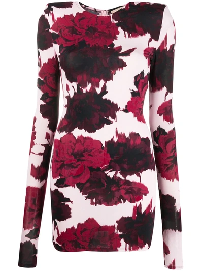 Shop Alexandre Vauthier Short Floral Print Dress In Pink