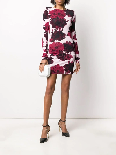 Shop Alexandre Vauthier Short Floral Print Dress In Pink