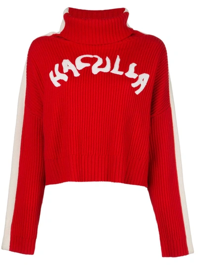 Shop Haculla Logo Nouveau Ribbed Jumper In Red