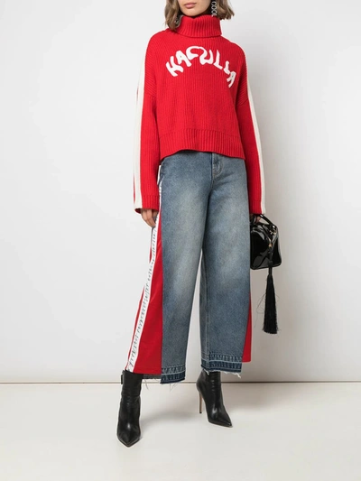 Shop Haculla Logo Nouveau Ribbed Jumper In Red