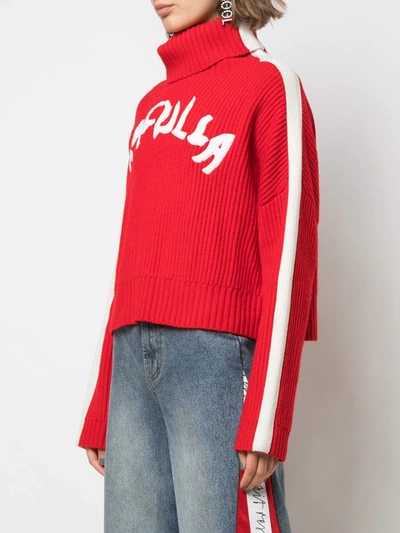 Shop Haculla Logo Nouveau Ribbed Jumper In Red