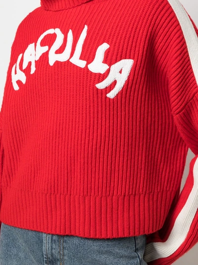 Shop Haculla Logo Nouveau Ribbed Jumper In Red