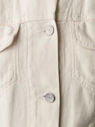 Pre-owned Dolce & Gabbana 1990's Ribbed Neck Denim Jacket In Neutrals