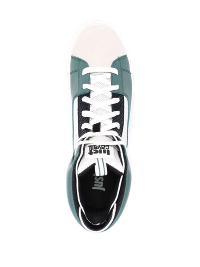 Shop Just Cavalli Leather Logo Hi-top Trainers In Green