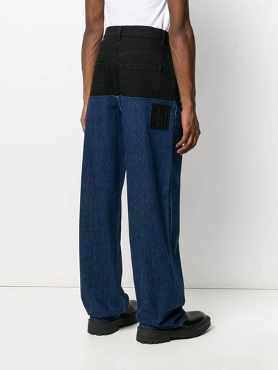 Shop Raf Simons Two-tone Wide Jeans In Black