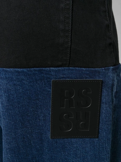 Shop Raf Simons Two-tone Wide Jeans In Black
