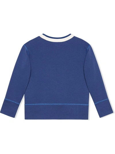 Shop Gucci Logo-embroidered Long-sleeved Sweatshirt In Blue