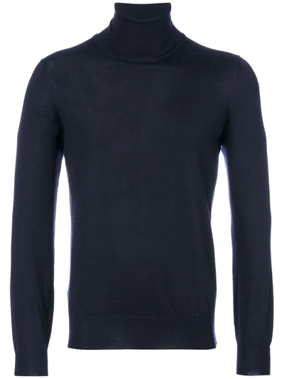 Shop Brunello Cucinelli Turtleneck Slim Fit Jumper In Blue