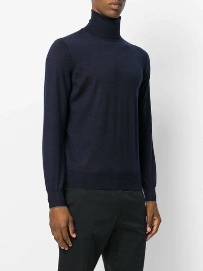 Shop Brunello Cucinelli Turtleneck Slim Fit Jumper In Blue