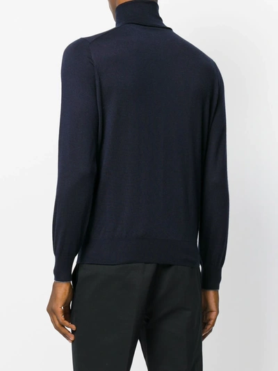 Brunello Cucinelli Knit Turtleneck Sweater Ribbed Cuffs In Blue