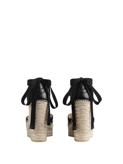 Shop Gucci Leather Platform Espadrille In Black
