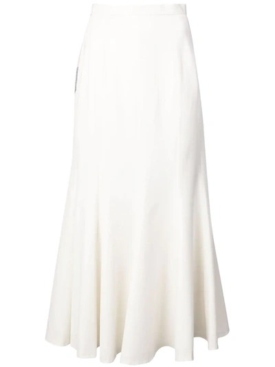 Shop Natasha Zinko Colourblock Ruffled Midi Skirt In White