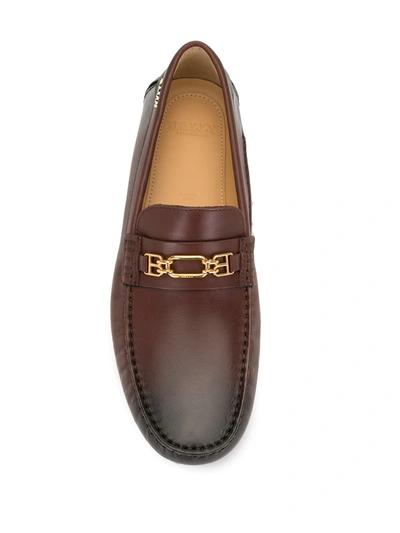 Shop Bally Logo-plaque Leather Loafers In Brown