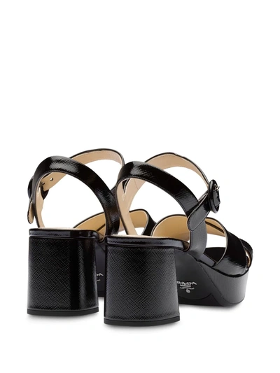 Shop Prada Strappy Platform Sandals In Black