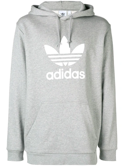 Shop Adidas Originals Trefoil Hoodie In Grey