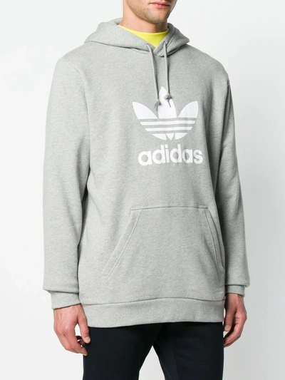 Shop Adidas Originals Trefoil Hoodie In Grey